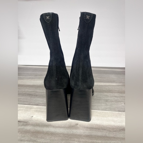 Sam Edelman Ivette Block Heel Boots Womens 10 Black Ankle Sleek Cute Sexy - Picture 4 of 8